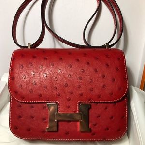 Hermes Constance 18 Ostrich Leather with RG HW